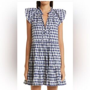 Veronica Beard Navy and White Gingham Dress sz 4